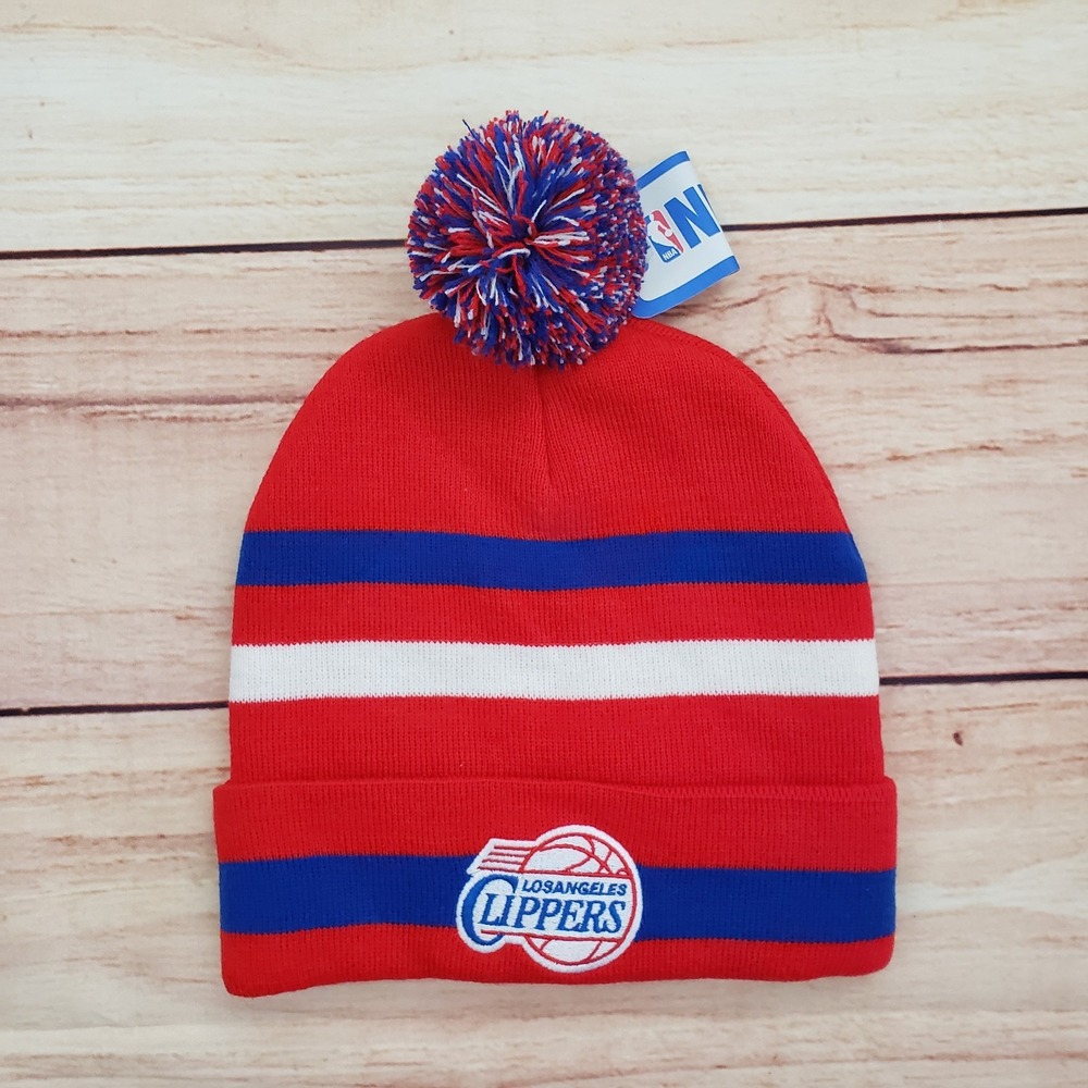 Los Angeles Clippers Hat Cap Beanie One Size Red NBA Basketball Pom Adult B3 - Picture 1 of 8